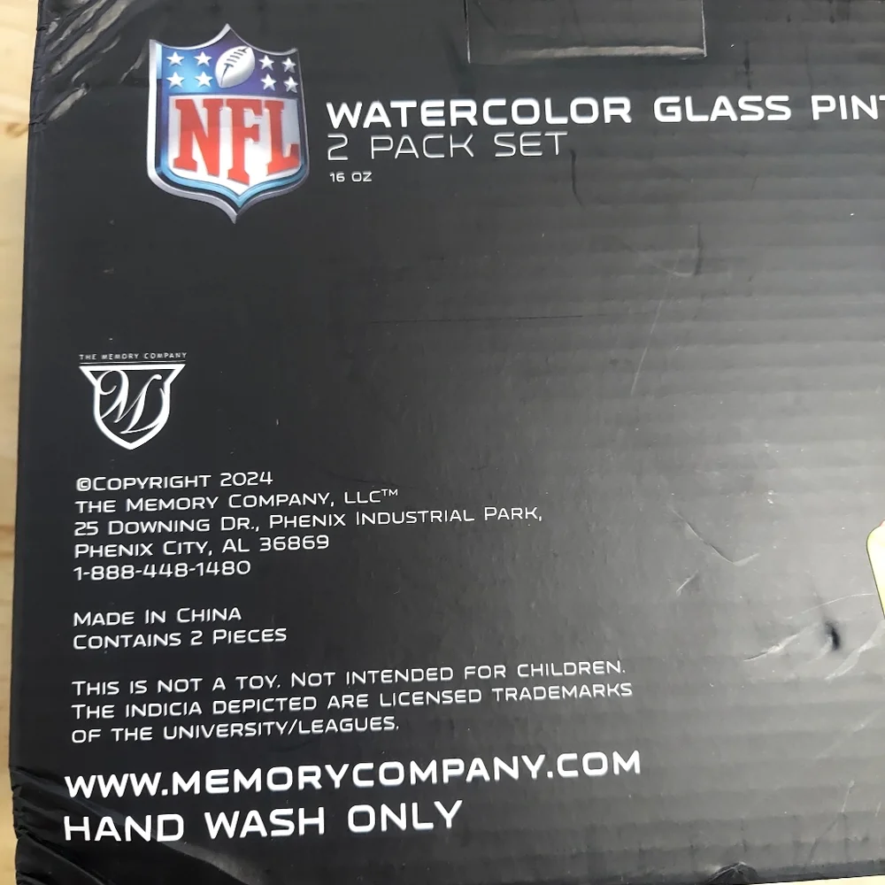 Houston Texans Pint Glass Set of 2 Watercolor Print Logo New NFL